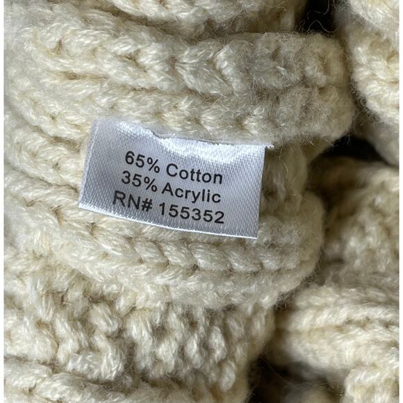 Beige Knit Brown Pom Pom Folded Beanie Unisex Adult One Size - Picture 3 of 4